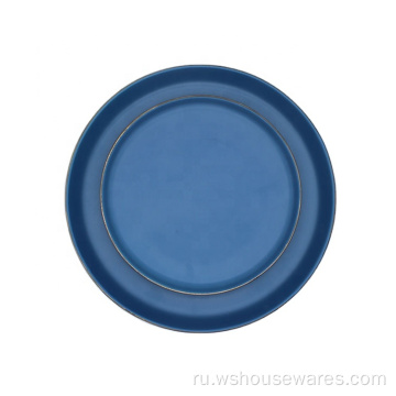 Пользовательский логотип Blue Ceramic Plates для деревенских отелей